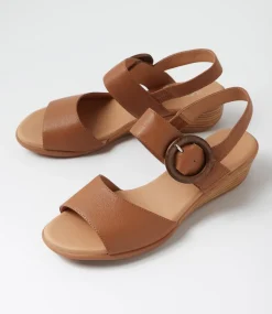 Women SUPERSOFT Heels|Sandals-Princie Dark Tan Leather Sandals