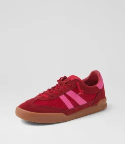 Women I LOVE BILLY Sneakers-Prognosis Red Pink Microsuede Sneakers