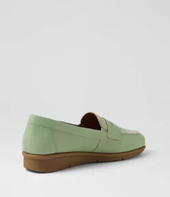 Women SUPERSOFT Comfort|Loafers-Punis Olive Leather Embossed Loafers