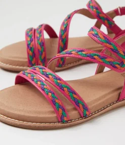 Women SUPERSOFT Flats|Sandals-Quaid Fuchsia Leather Sandals