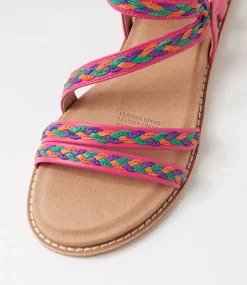 Women SUPERSOFT Flats|Sandals-Quaid Fuchsia Leather Sandals