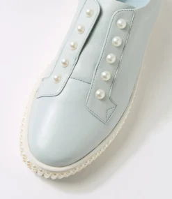 Women TOP END Sneakers-Quempo Pale Blue Leather Sneakers
