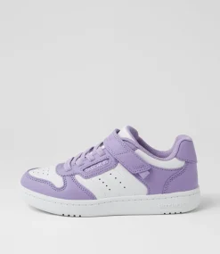 SKECHERS Sport School Shoes-Quick Street Style Junior White Lavender Sneakers