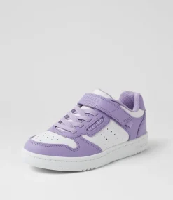 SKECHERS Sport School Shoes-Quick Street Style Junior White Lavender Sneakers