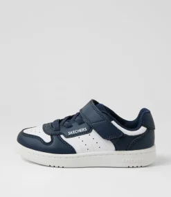 SKECHERS Sport School Shoes-Quick Street Toddler Navy White Sneakers