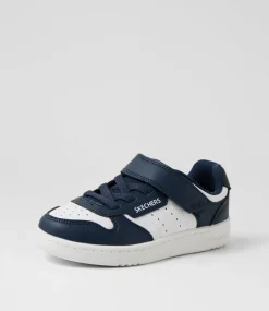SKECHERS Sport School Shoes-Quick Street Toddler Navy White Sneakers