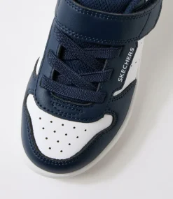 SKECHERS Sport School Shoes-Quick Street Toddler Navy White Sneakers