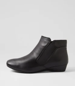 Women SUPERSOFT Boots|Comfort-Raelynn Black Leather Ankle Boots