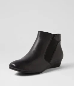 Women SUPERSOFT Boots|Comfort-Raelynn Black Leather Ankle Boots