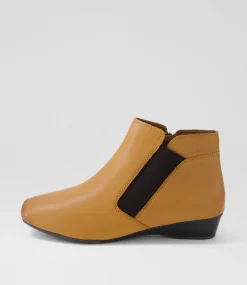 Women SUPERSOFT Boots|Comfort-Raelynn New Tan Leather Ankle Boots