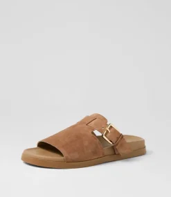 Women TOP END Slides|Flats-Raimo Light Choc Suede Slides