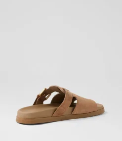 Women TOP END Slides|Flats-Raimo Light Choc Suede Slides