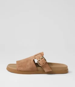 Women TOP END Slides|Flats-Raimo Light Choc Suede Slides