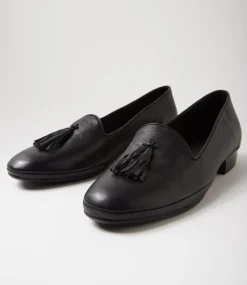 Women DIANA FERRARI Loafers|Flats-Ranne Black Leather Loafers