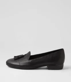 Women DIANA FERRARI Loafers|Flats-Ranne Black Leather Loafers