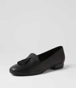 Women DIANA FERRARI Loafers|Flats-Ranne Black Leather Loafers