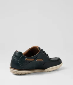COLORADO Casuals-Rashid Navy Leather Lace Up Flats