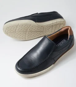 COLORADO Casuals-Rasp Navy Tumbled Leather Flat Shoes