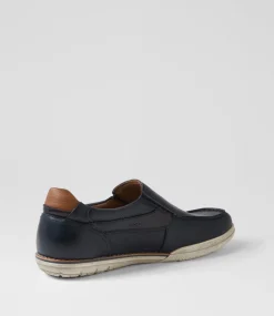 COLORADO Casuals-Rasp Navy Tumbled Leather Flat Shoes