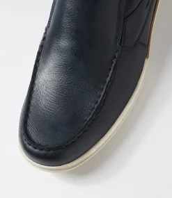 COLORADO Casuals-Rasp Navy Tumbled Leather Flat Shoes