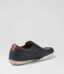 COLORADO Casuals-Rasputin Navy Leather Flat Shoes