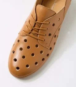 Women DIANA FERRARI Flats-Ravida Tan Leather Lace Up Flats