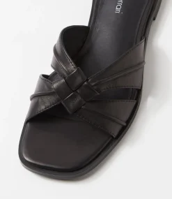 Women DIANA FERRARI Flats|Sandals-Raya Black Leather Sandals