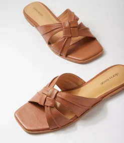 Women DIANA FERRARI Flats|Sandals-Raya Tan Leather Sandals