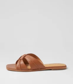 Women DIANA FERRARI Flats|Sandals-Raya Tan Leather Sandals