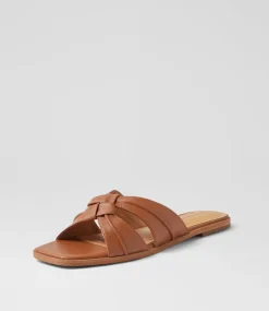 Women DIANA FERRARI Flats|Sandals-Raya Tan Leather Sandals