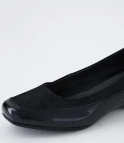 Women SUPERSOFT Comfort|Heels-Rayie Black Dot Patent Suede Flats