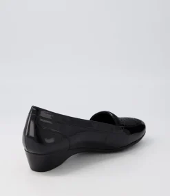 Women SUPERSOFT Flats|Comfort-Razzie Black Patent Jewels Heels