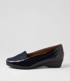 Women SUPERSOFT Comfort|Loafers-Razzie Navy Crinkle Patent Heels