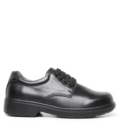 COLORADO Junior School Shoes-REACT JNR E BLACK LEATHR