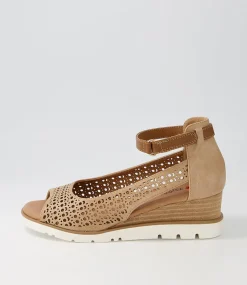 Women I LOVE BILLY Wedges|Heels-Redzel Latte Tan Sandals