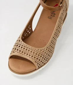 Women I LOVE BILLY Wedges|Heels-Redzel Latte Tan Sandals