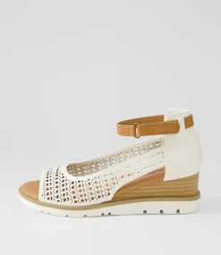 Women I LOVE BILLY Wedges|Heels-Redzel White Tan Sandals