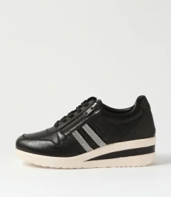 Women SUPERSOFT Comfort|Sneakers-Reehale Black Silver Leather Jewels Sneakers