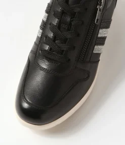 Women SUPERSOFT Comfort|Sneakers-Reehale Black Silver Leather Jewels Sneakers