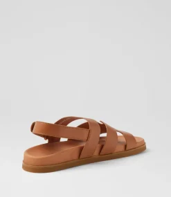 Women TOP END Flats|Sandals-Reffa Dark Tan Leather Sandals