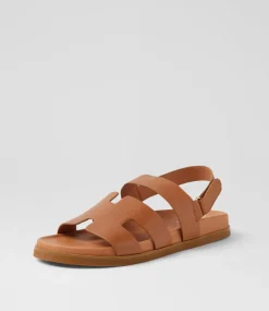 Women TOP END Flats|Sandals-Reffa Dark Tan Leather Sandals