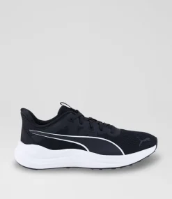 PUMA Sport School Shoes-Reflect Lite Junior Black White Mesh Fabric Sneakers