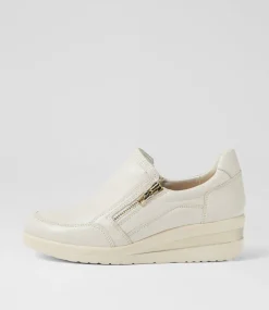 Women SUPERSOFT Comfort|Wedges-Rezie Off White Leather Flat Shoes