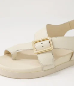Women TOP END Flats|Sandals-Rikkel Milk Leather Sandals