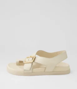 Women TOP END Flats|Sandals-Rikkel Milk Leather Sandals