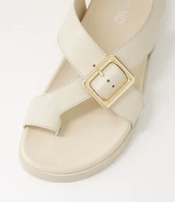 Women TOP END Flats|Sandals-Rikkel Milk Leather Sandals