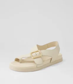 Women TOP END Flats|Sandals-Rikkel Milk Leather Sandals