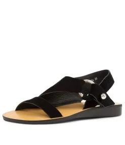 Women TOP END Flats|Sandals-RISA TO BLACK SUEDE