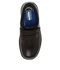 COLORADO Junior School Shoes-Roar Junior E Black Leather Adjustable Shoes