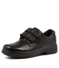 COLORADO Junior School Shoes-Roar Junior E Black Leather Adjustable Shoes